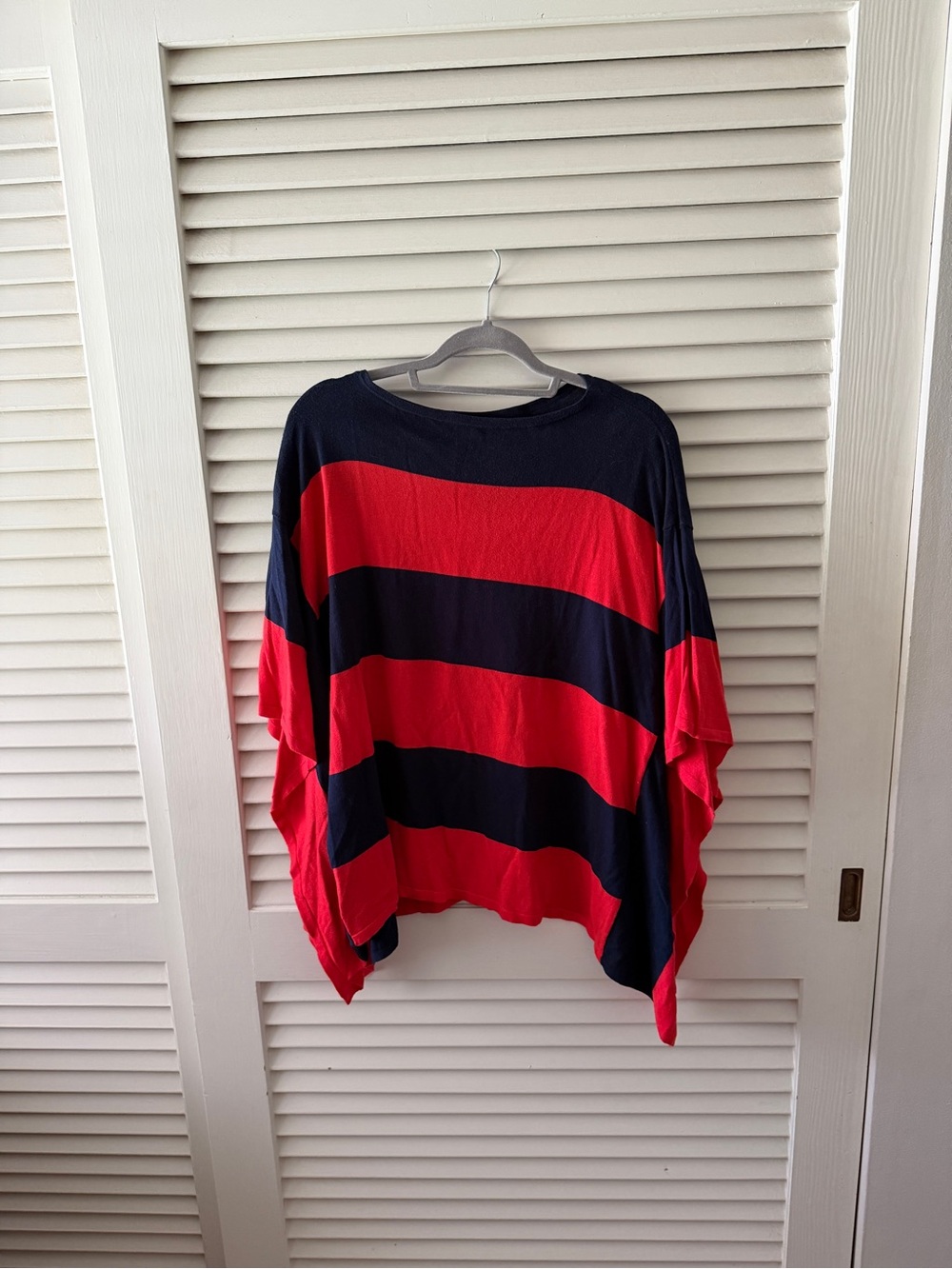 Lauren Ralph Lauren Red and Navy Wide Stripe Dolman Top